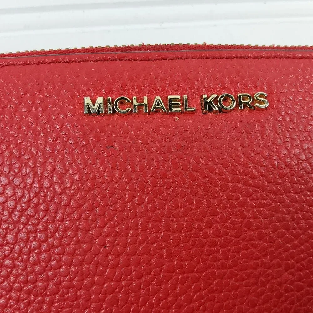 Michael Kors MK Pebbled Leather Double Zip Snap Wallet Wristlet Clutch
